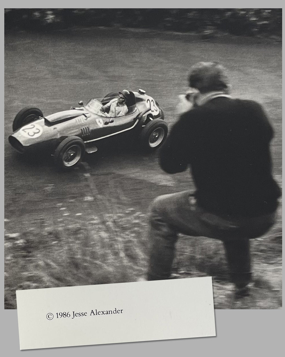 Phil Hill in the Dino Ferrari Formula II b&w photograph by Jesse Alexander 3