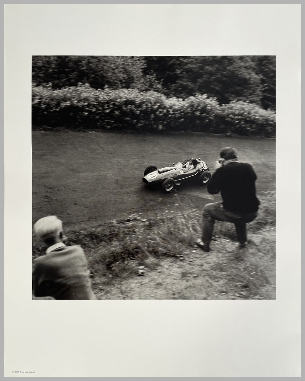 Phil Hill in the Dino Ferrari Formula II b&w photograph by Jesse Alexander