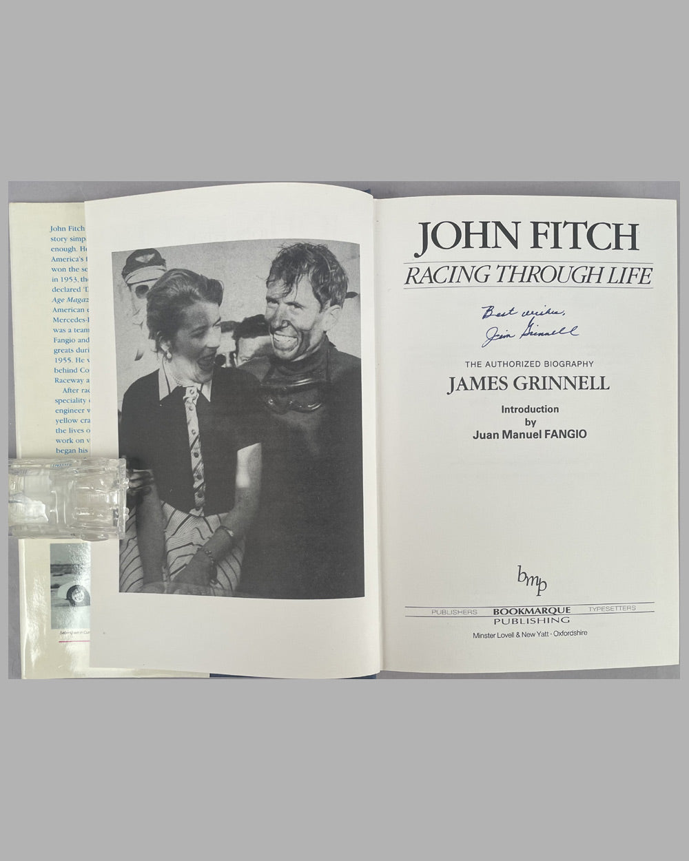 John Fitch - Racing Through Life book by James Grinnell, 1993, 1st edition, signed by the author and hand autographed by John Fitch, authorized biography 3