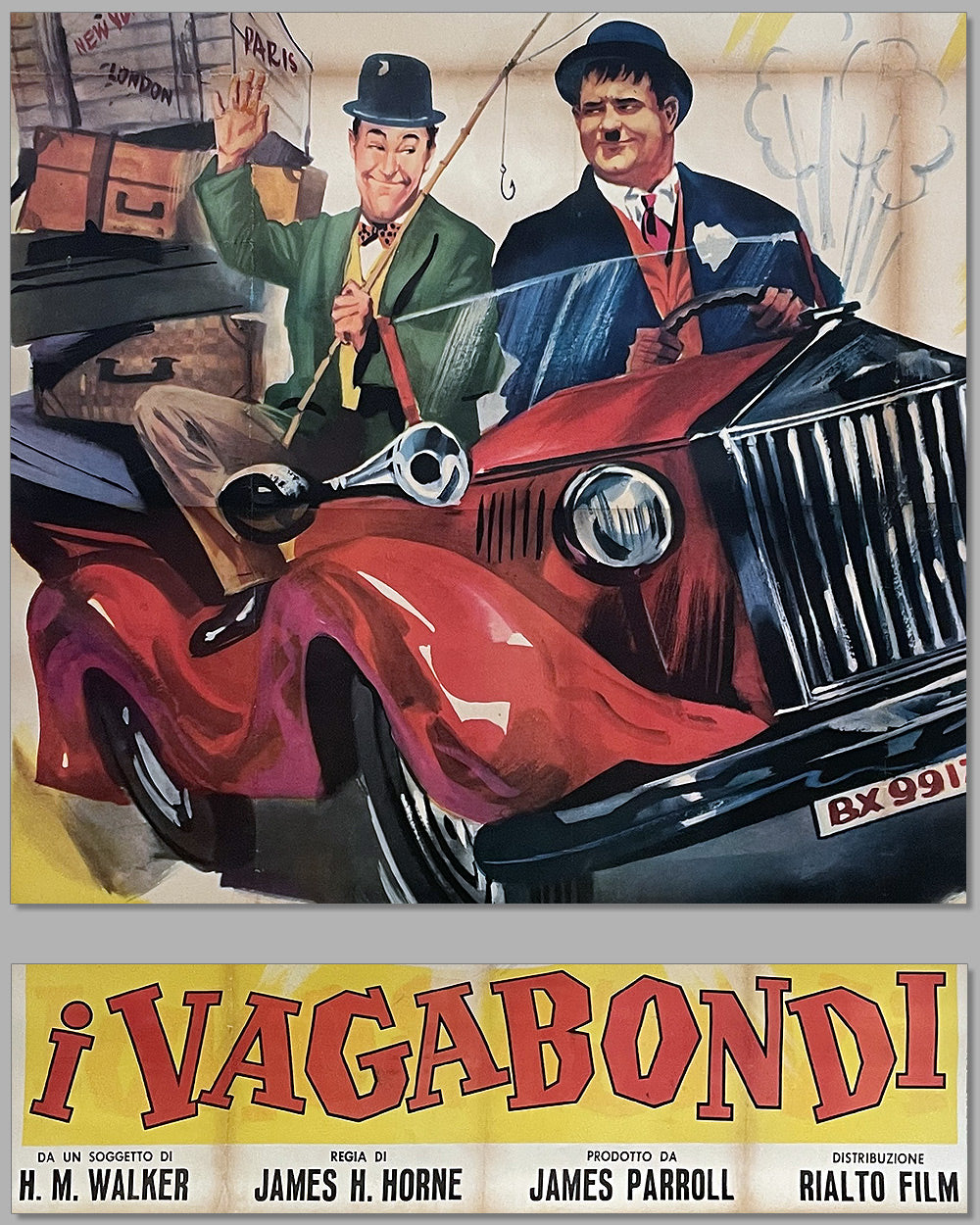 “I Vagabondi” large movie poster, 1930, starring Laurel & Hardy 2