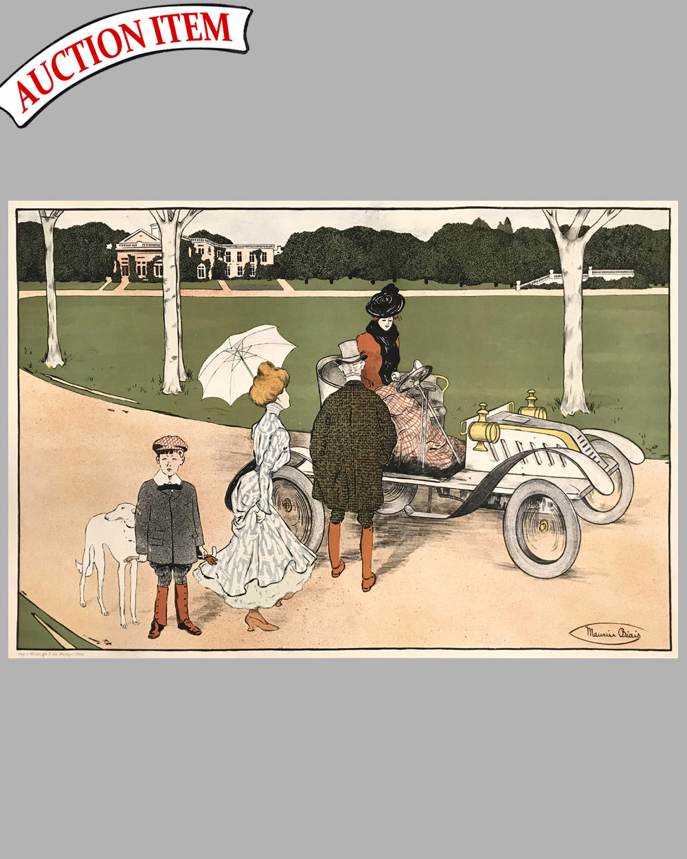 L'Elégante à l'Automobile lithograph by Maurice Biais, France, ca. 1905