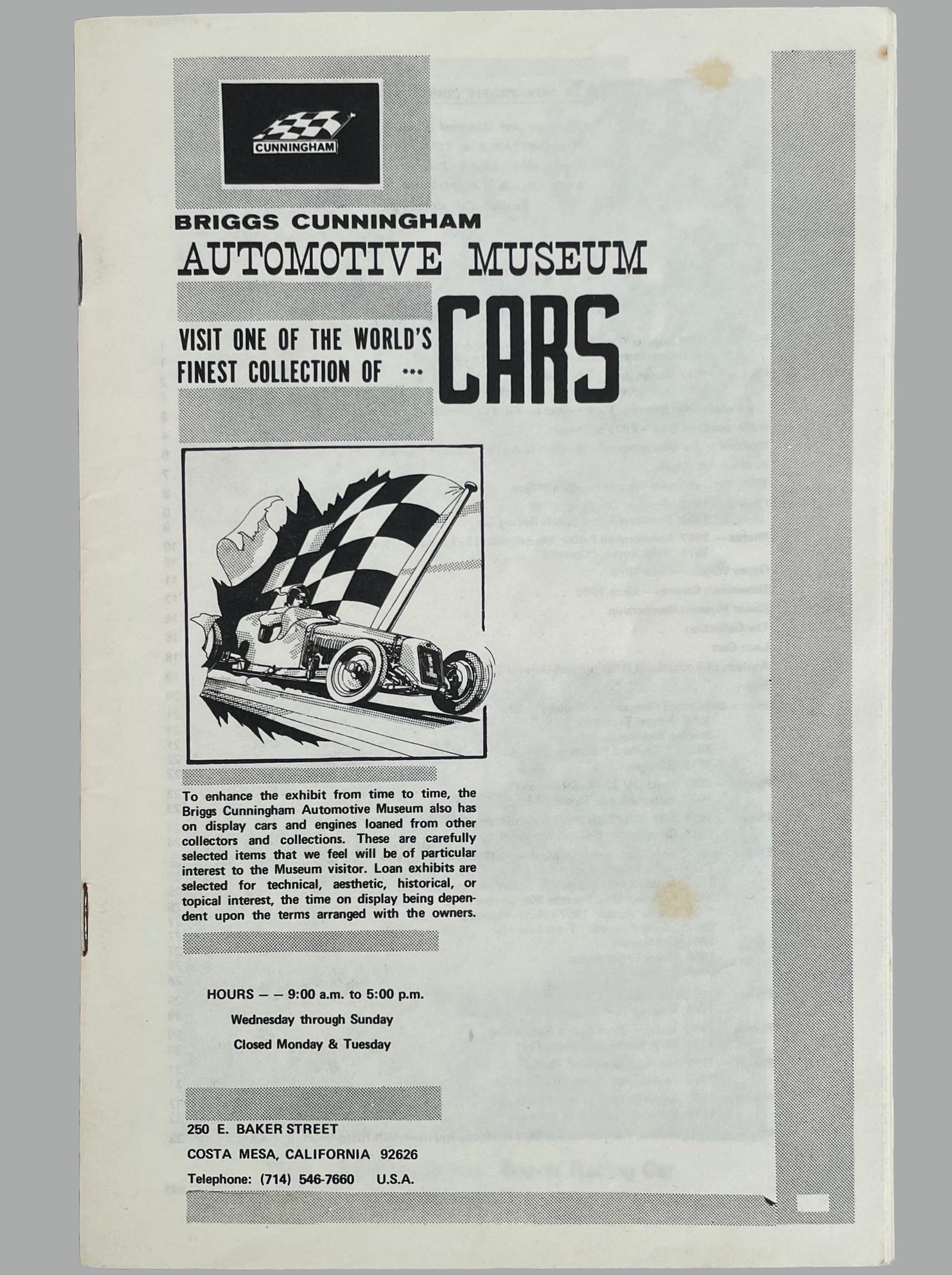 Briggs Cunningham Automotive Museum catalog mid to late 1960’s