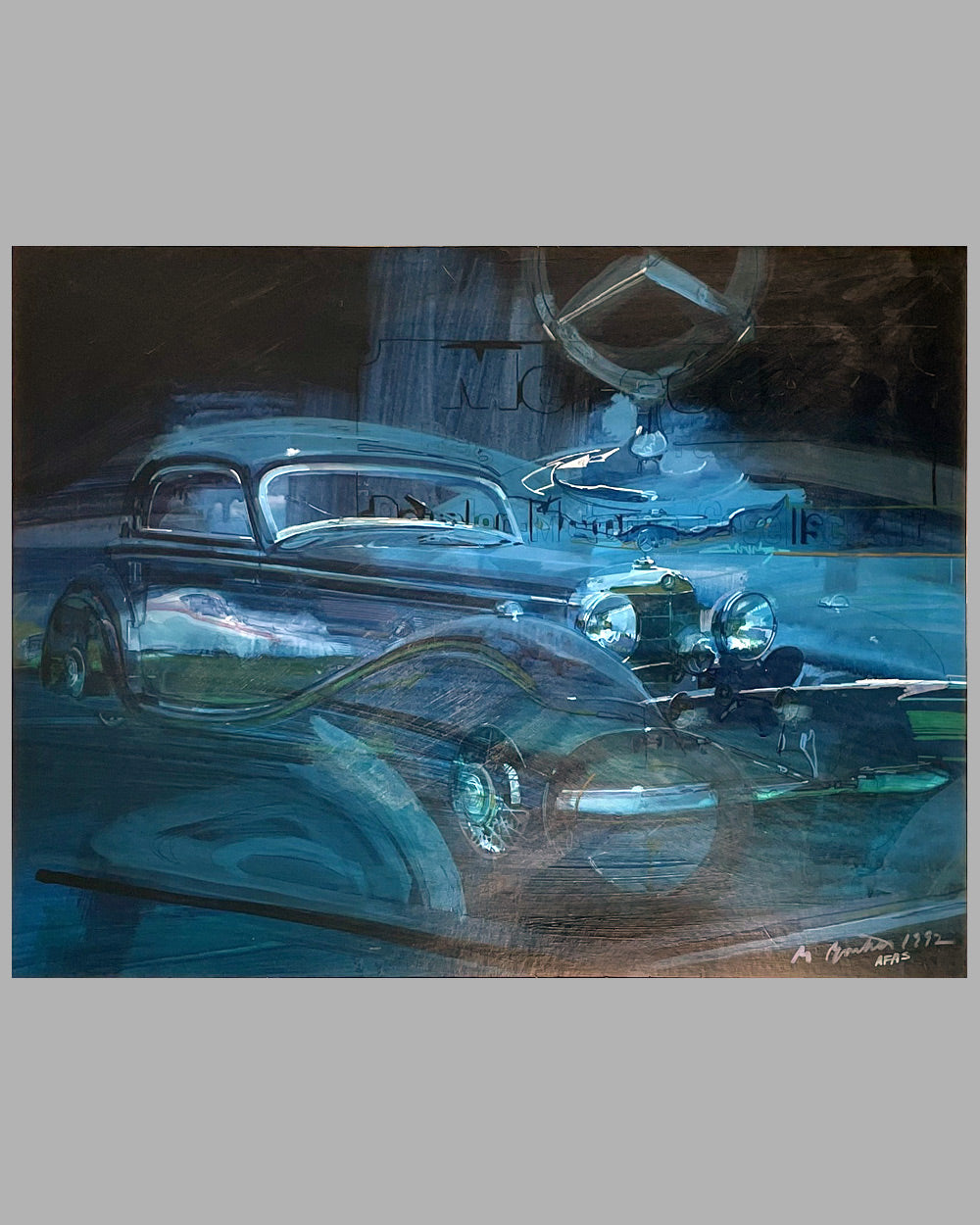 Mercedes-Benz 540K painting by George Bartell, 1992