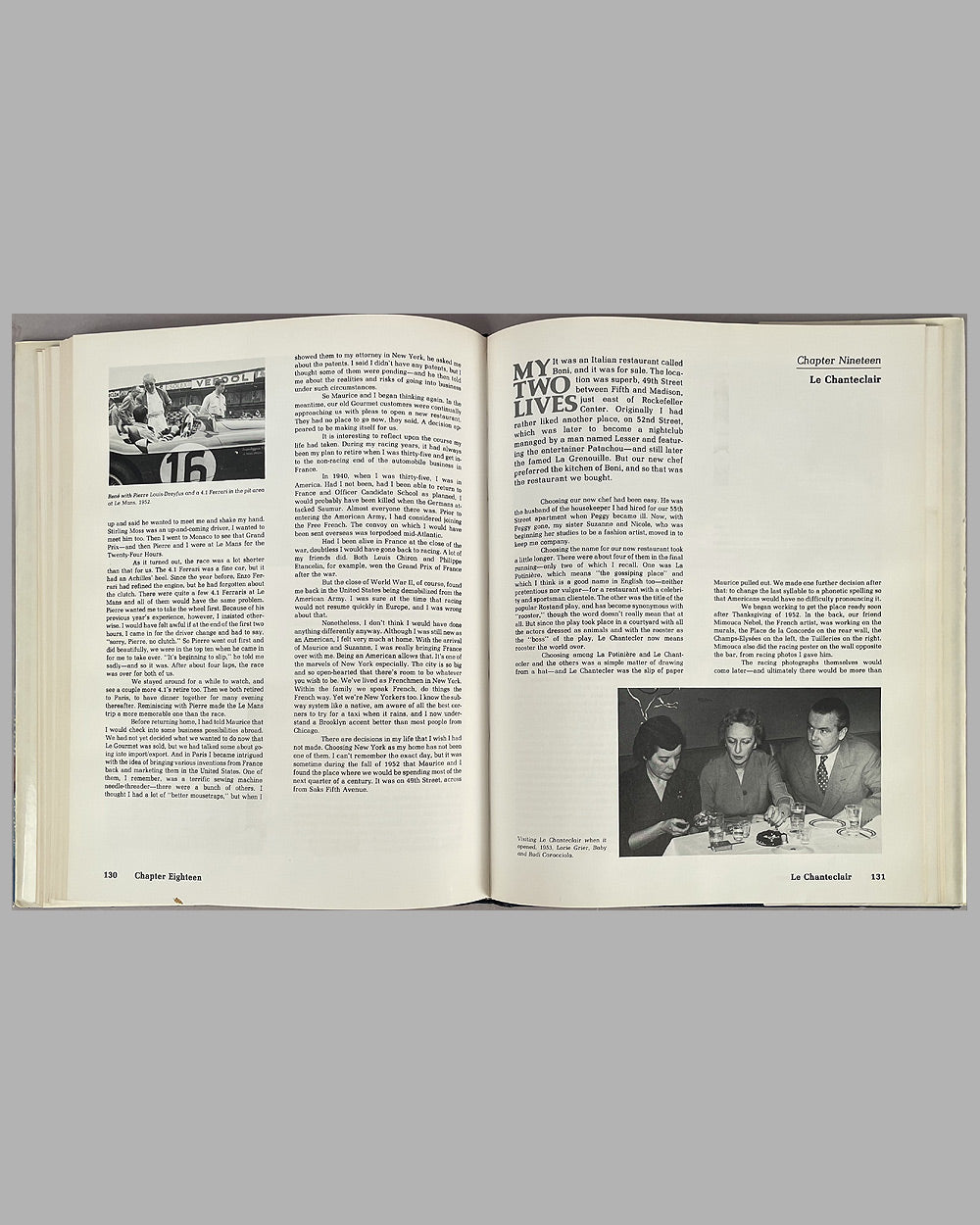 My Two Lives book by René Dreyfus & Beverly Rae Kimes, 1st edition, 1983, autographed by Dreyfus, Race Driver to Restaurateur 5