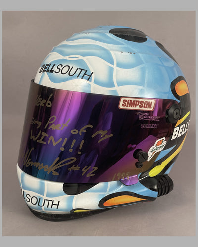 Joe Nemechek autographed race worn Simpson helmet 2