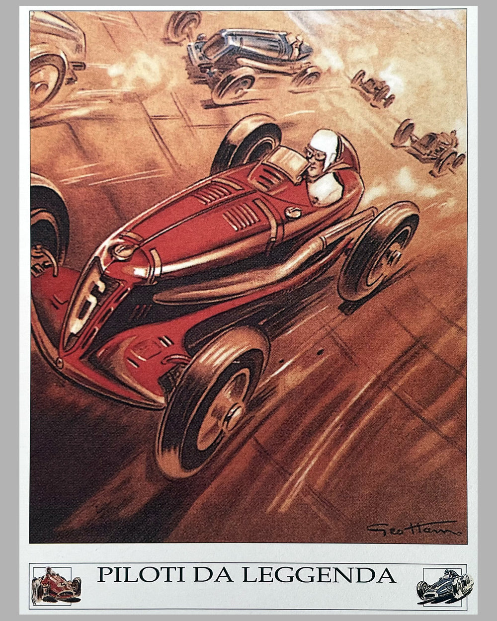 Piloti da Leggenda envelope with illustration by Geo Ham, autographed by Roy Salvadori 2