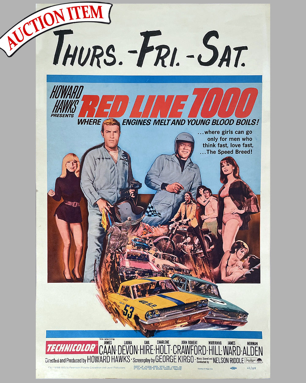 Red Line 1000 movie poster 1965, U.S.A., starring James Caan