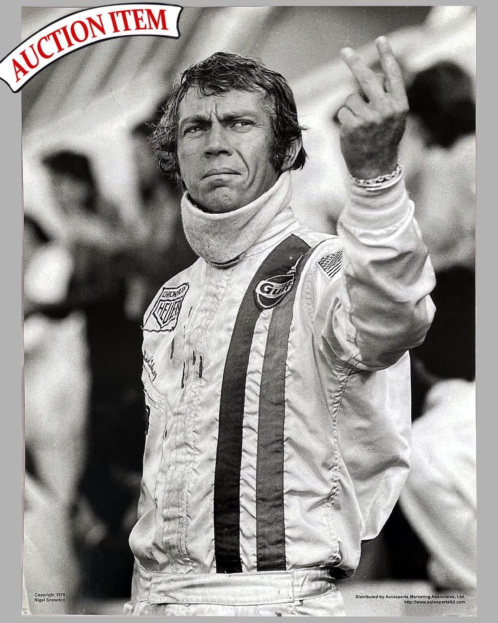 Steve McQueen b&w photo / poster by Nigel Snowden, 1970