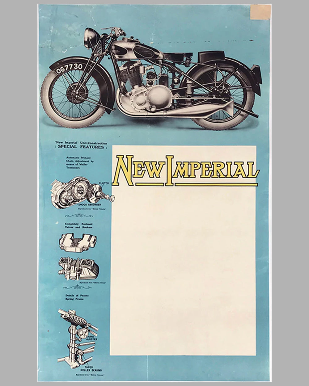1930’s New Imperial Motorcycle Showroom Advertising Poster