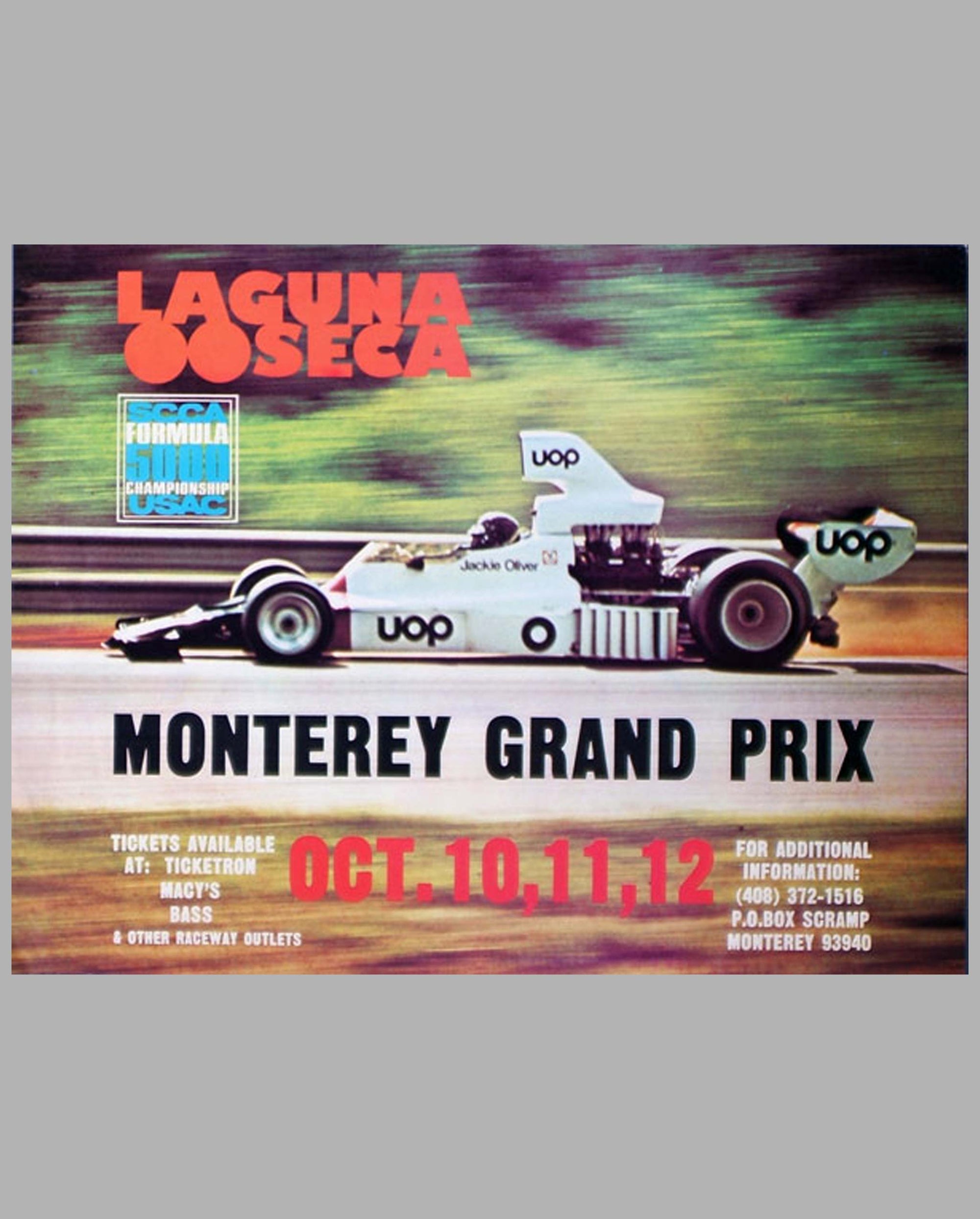 1975 Monterey Grand Prix F. 5000 original event poster