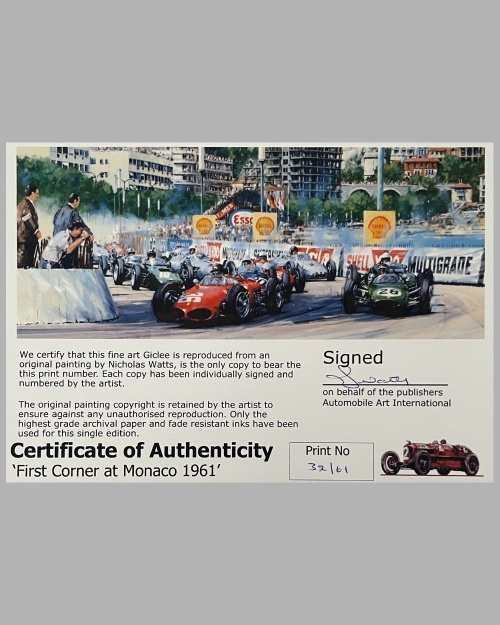 First Corner – Monaco G.P. 1961 giclée by Nicholas Watts 4
