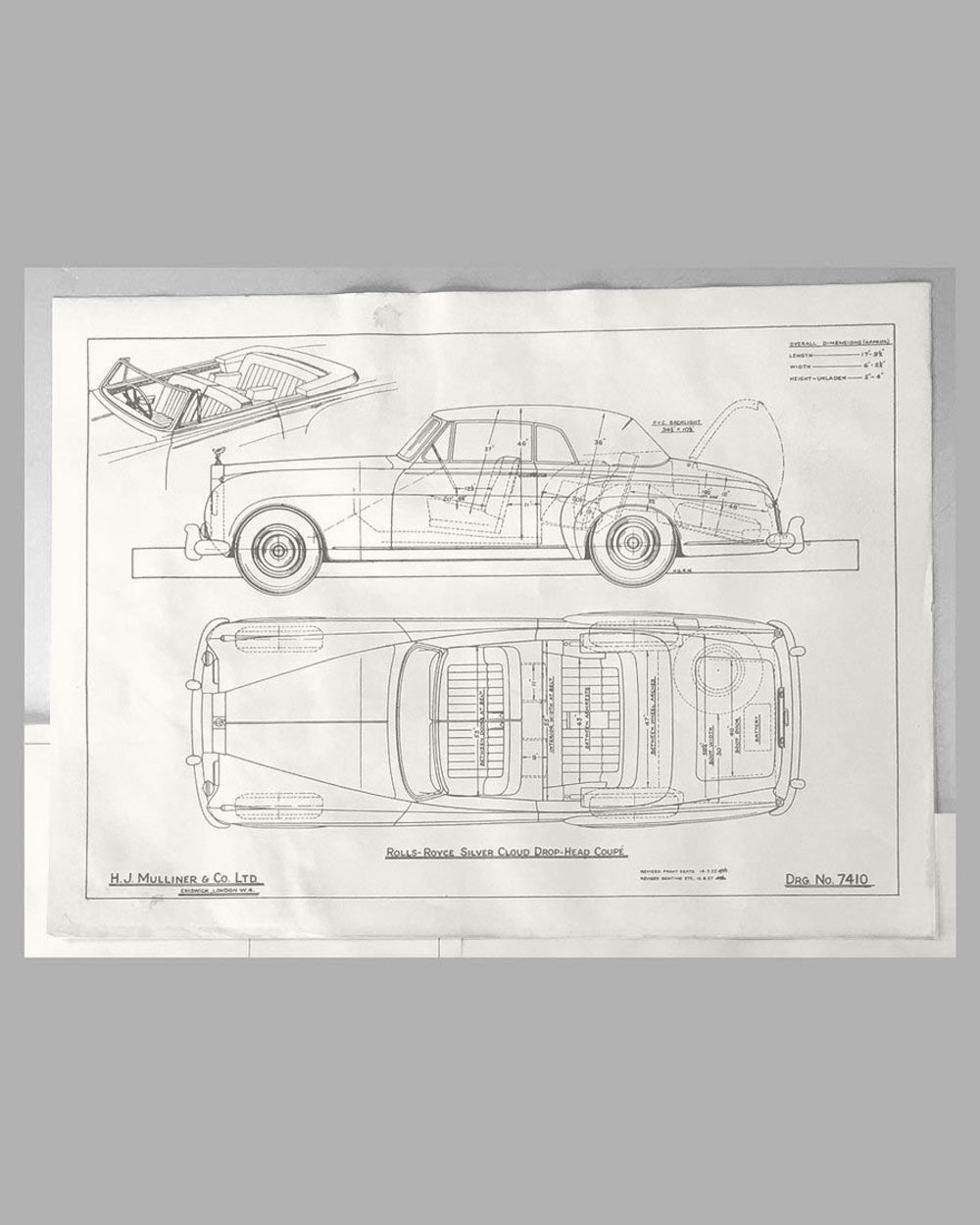 Three Rolls Royce Silver Cloud Drop-head Coupe factory blueprints 3