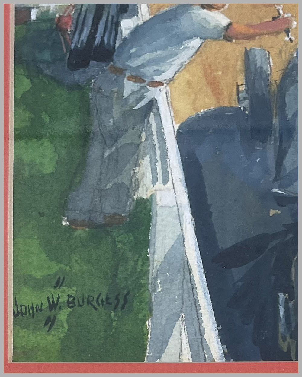 "At the Races" original gouache painting by John Burgess 3