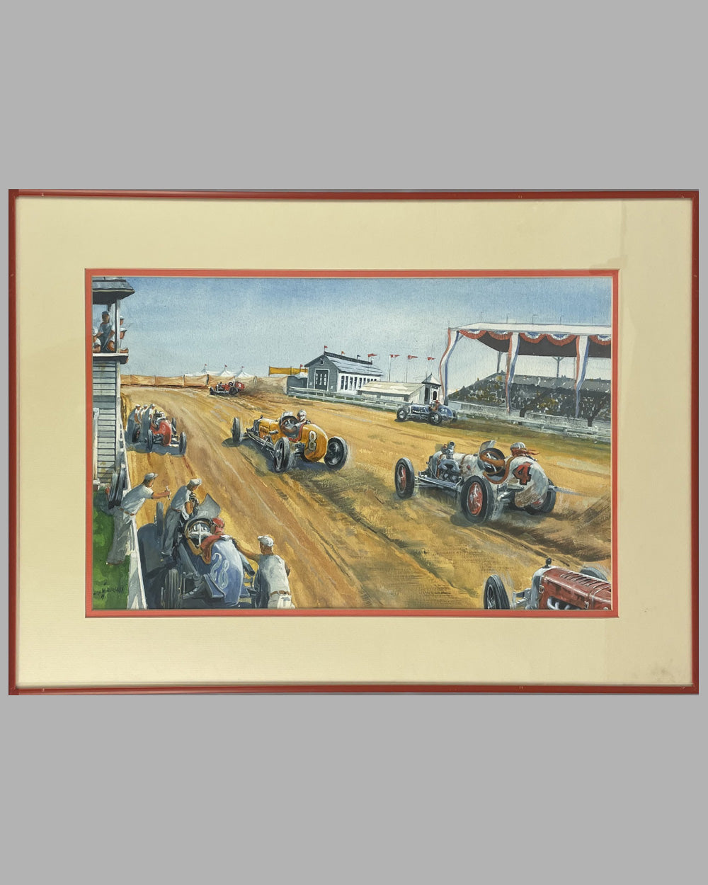 "At the Races" original gouache painting by John Burgess