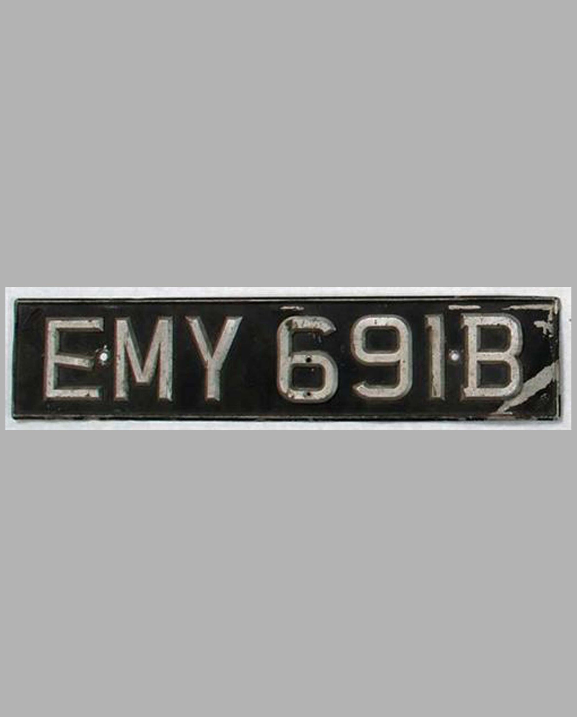 Original 1960’s British License Plate EMY691B