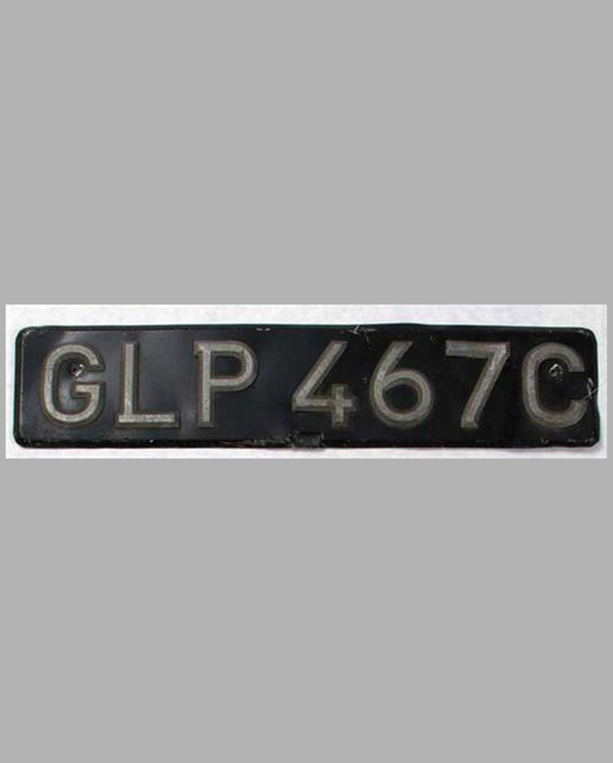 Original 1960’s British License Plate GLP467C