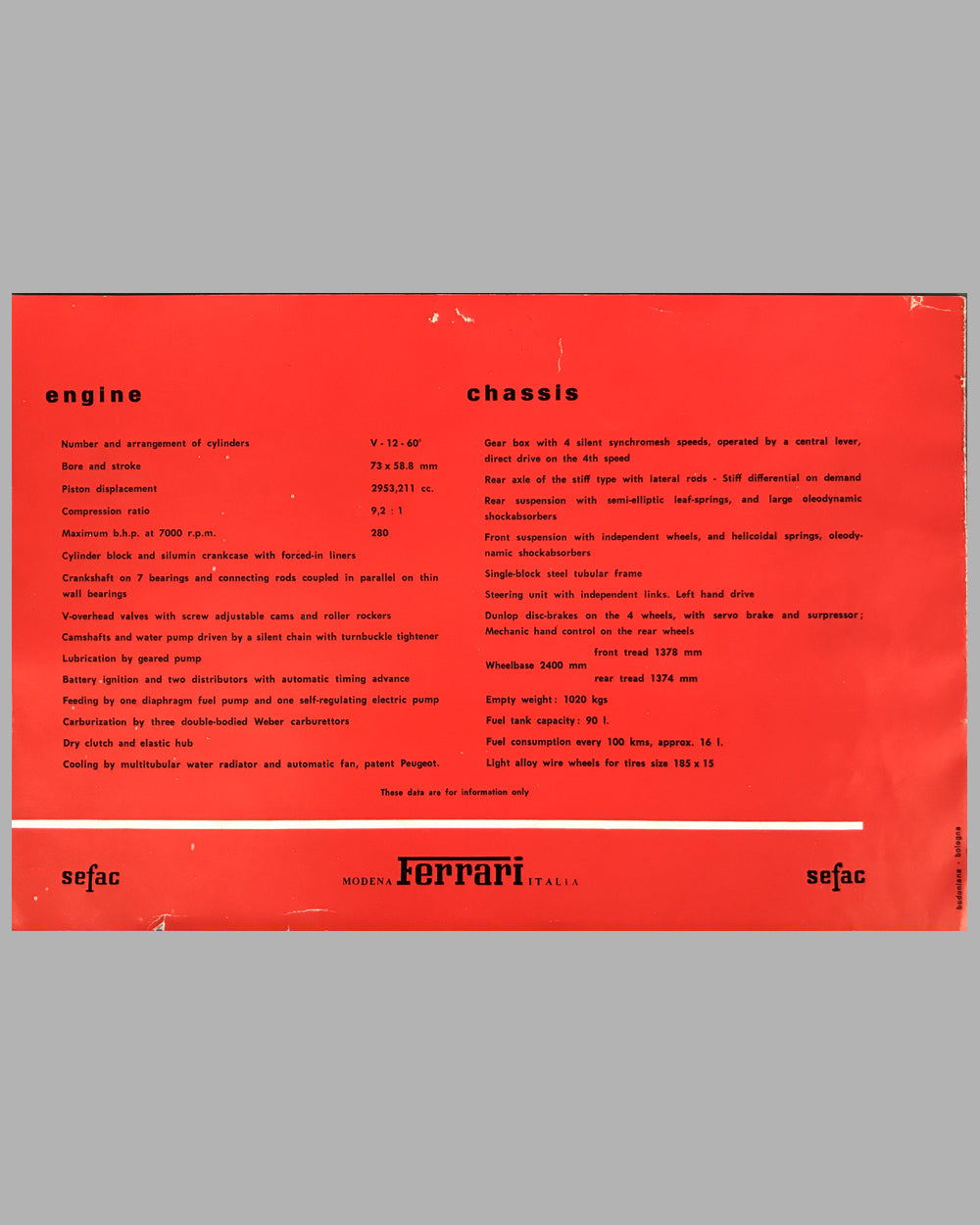 Ferrari 250 SWB Factory Sales Brochure 4