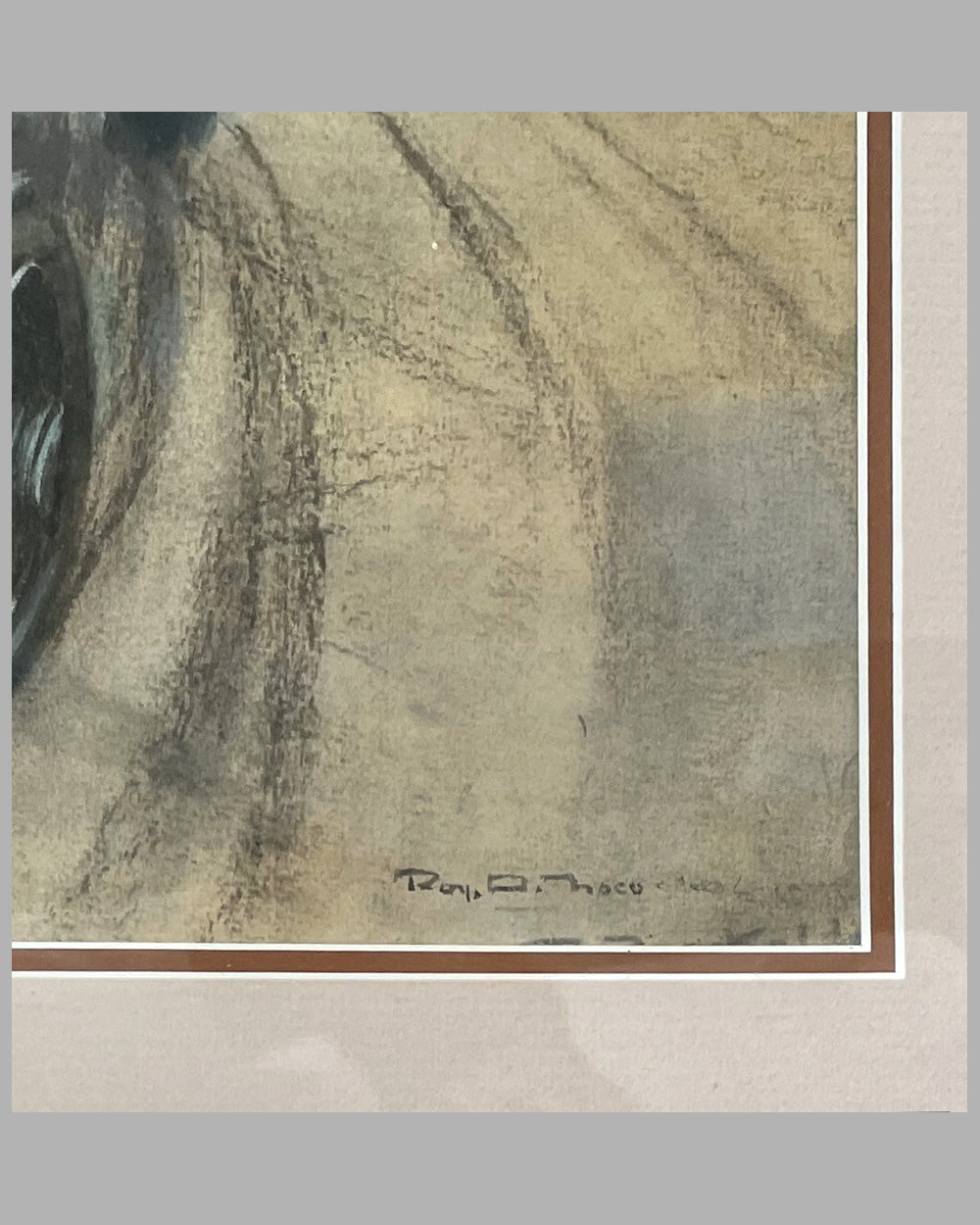 The Italians and the French battling it out... Alfa Romeo vs. Delage watercolor on artboard by Roy Nockolds, U.K. (1911-1979)