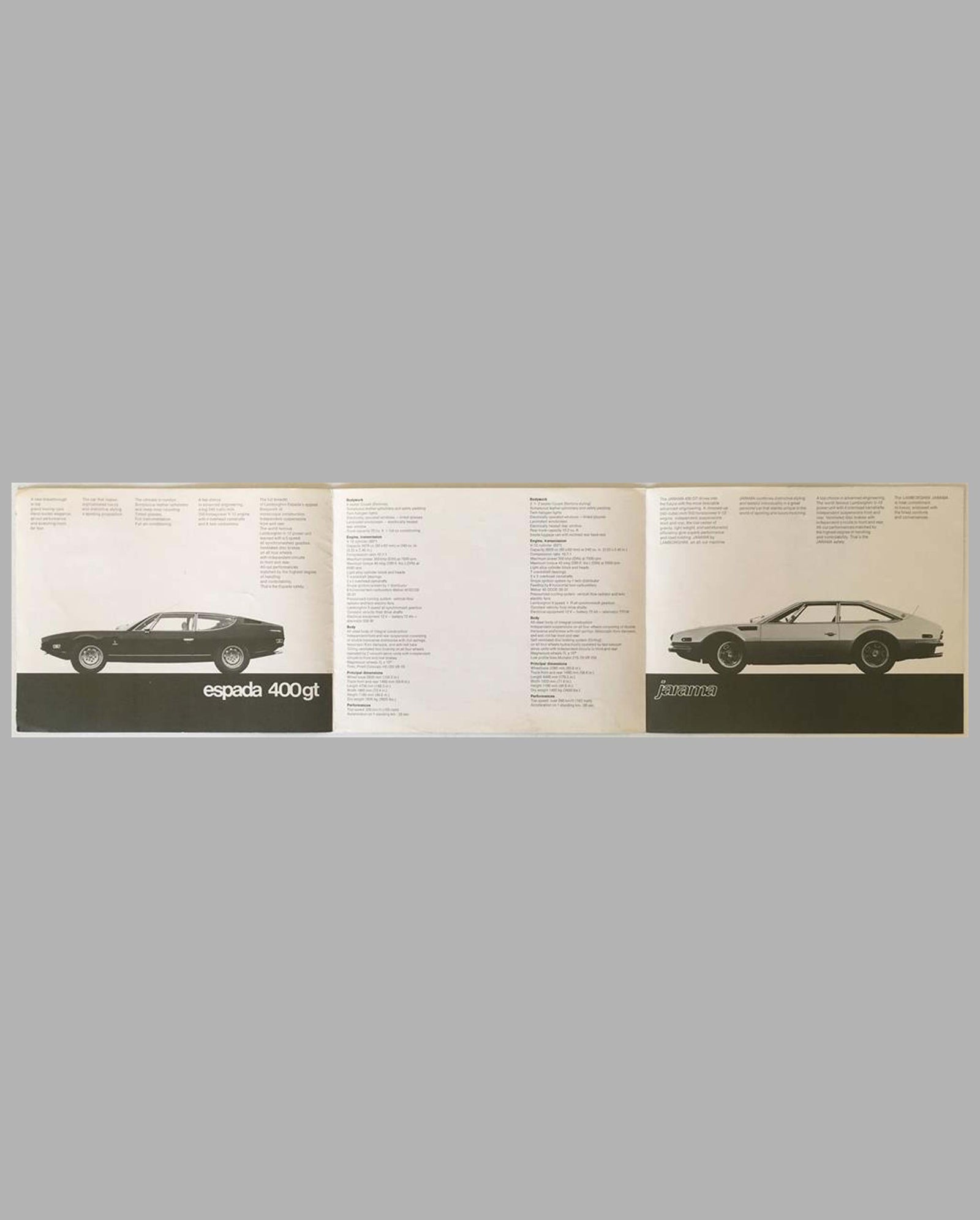 Lamborghini Espada & Jarama 400 GT factory sales brochure, early 1970’s interior