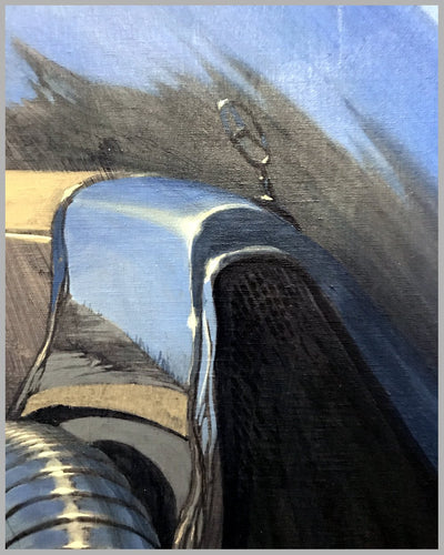 Pre-war Mercedes at the Ski Slope, large Acrylic on Canvas painting by Bill Motta 4