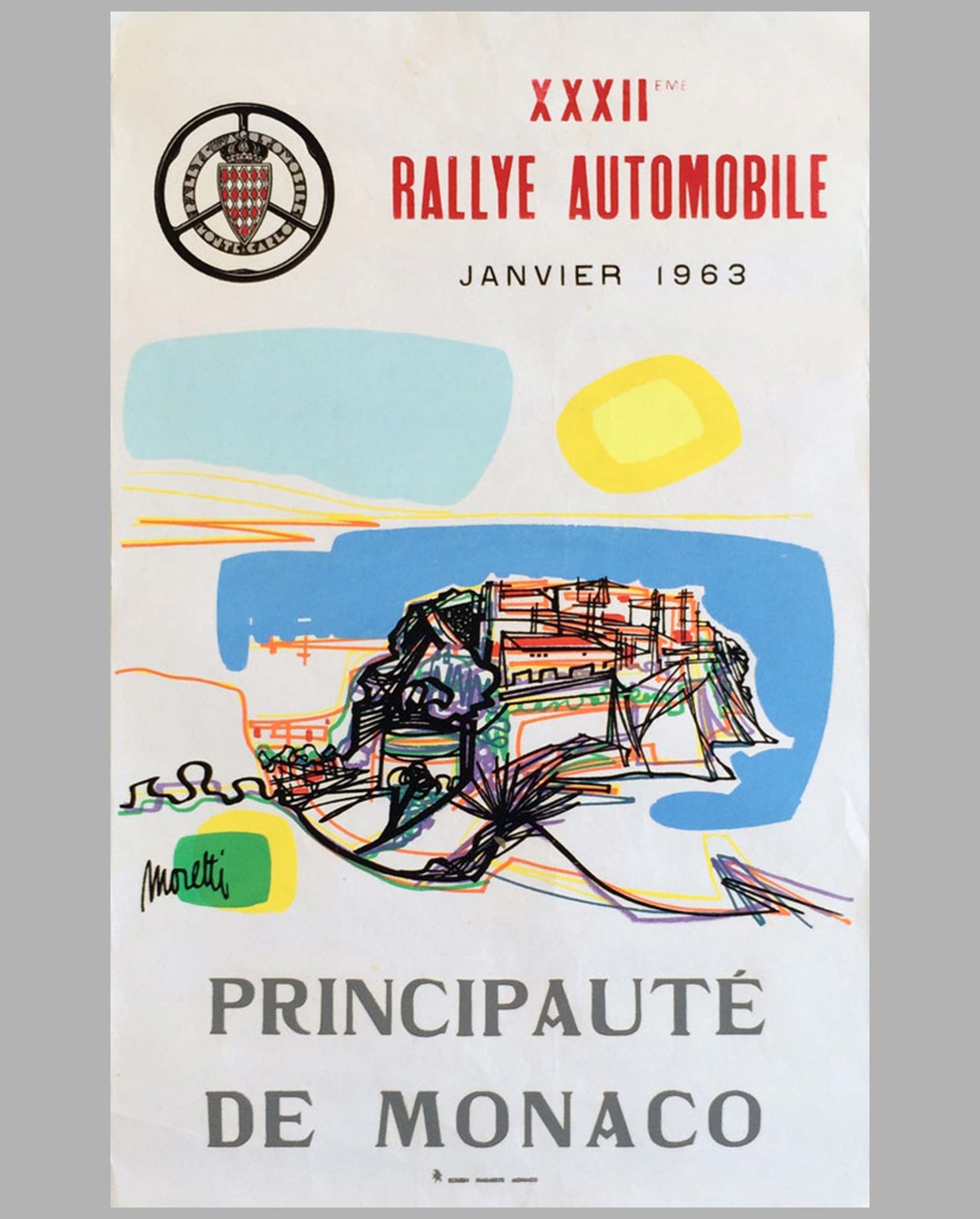 XXXII Rallye of Monte Carlo original poster by Raymond Moretti