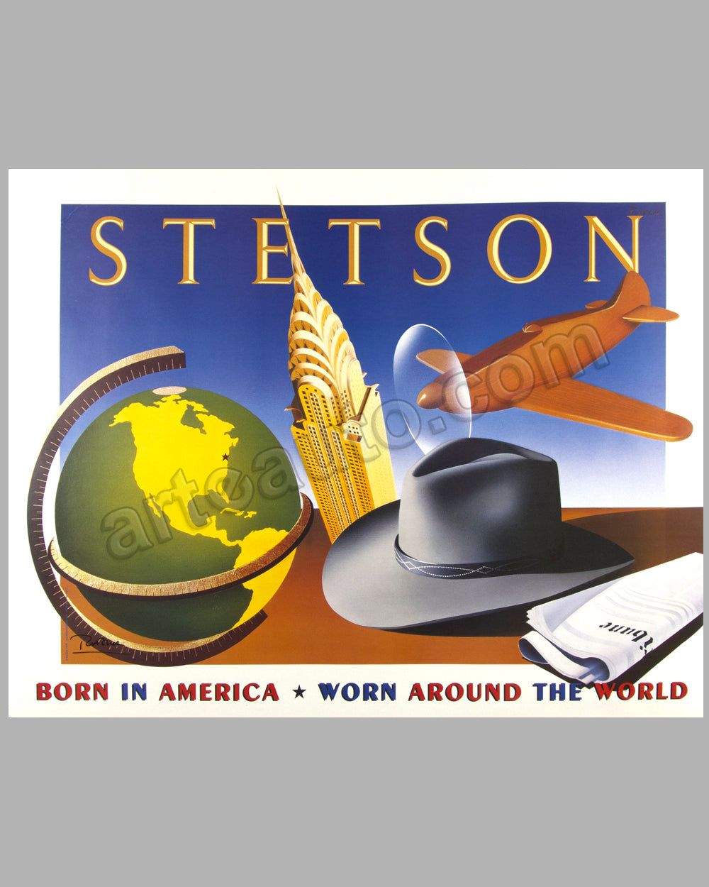 Stetson Hats large original advertising poster by Razzia