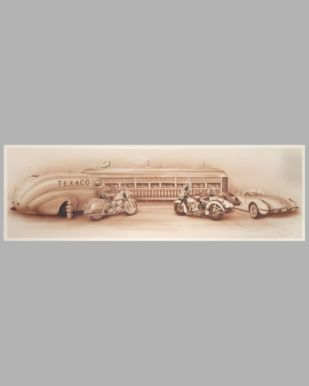 The Fifties - Harleys at the Diner print by Francois Bruere