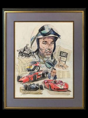 John Surtees Montage by Ken Dallison (2001), Autographed by John Surtees