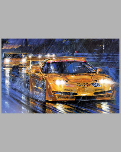 Thunder & Lightning – Le Mans 2001 print by Nicholas Watts, autographed by 6 drivers 2
