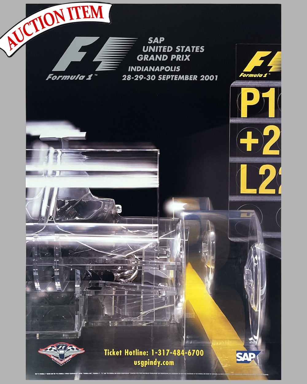 2001 U.S. Grand Prix at Indianapolis official poster, original
