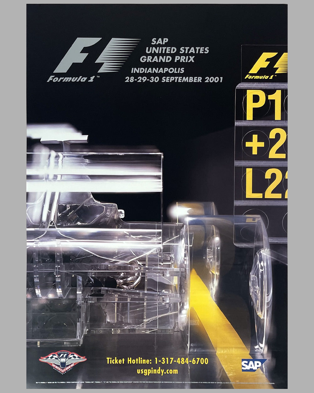 2001 U.S. Grand Prix at Indianapolis official poster, original