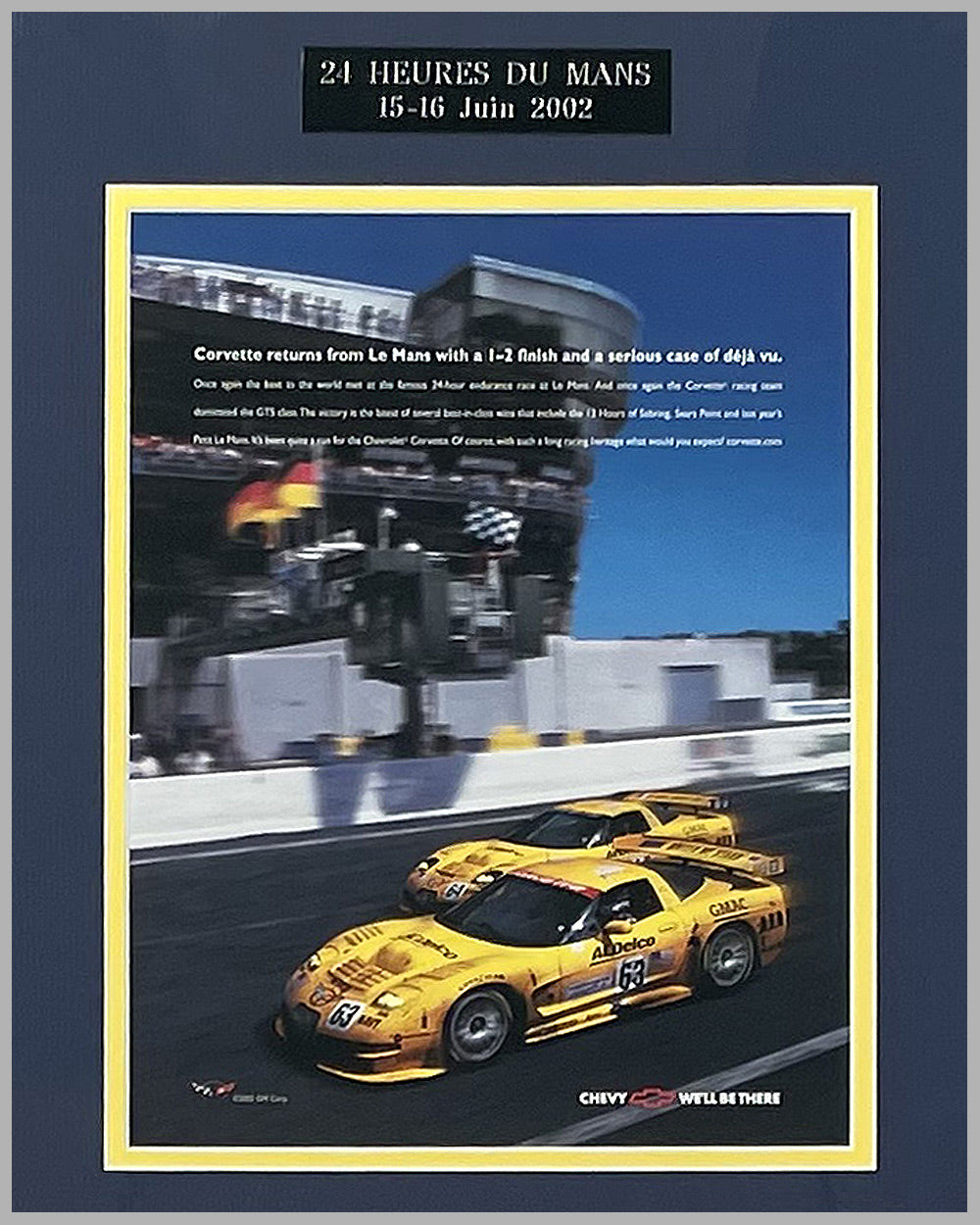 General Motors ad copy for the 2002 Corvette factory team, autographed by 6 drivers 2