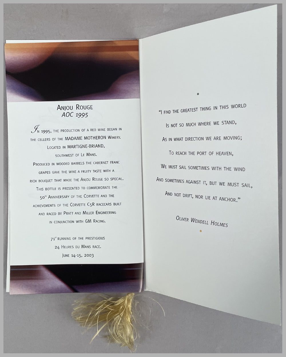 2003 General Motors 24 Hours of Le Mans Corvette Racing menu, autographed by 6 drivers 4