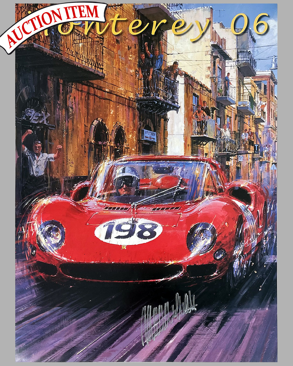 The Ferrari Dino 206P at the Targa Florio in 1962 poster by Nicholas Watts