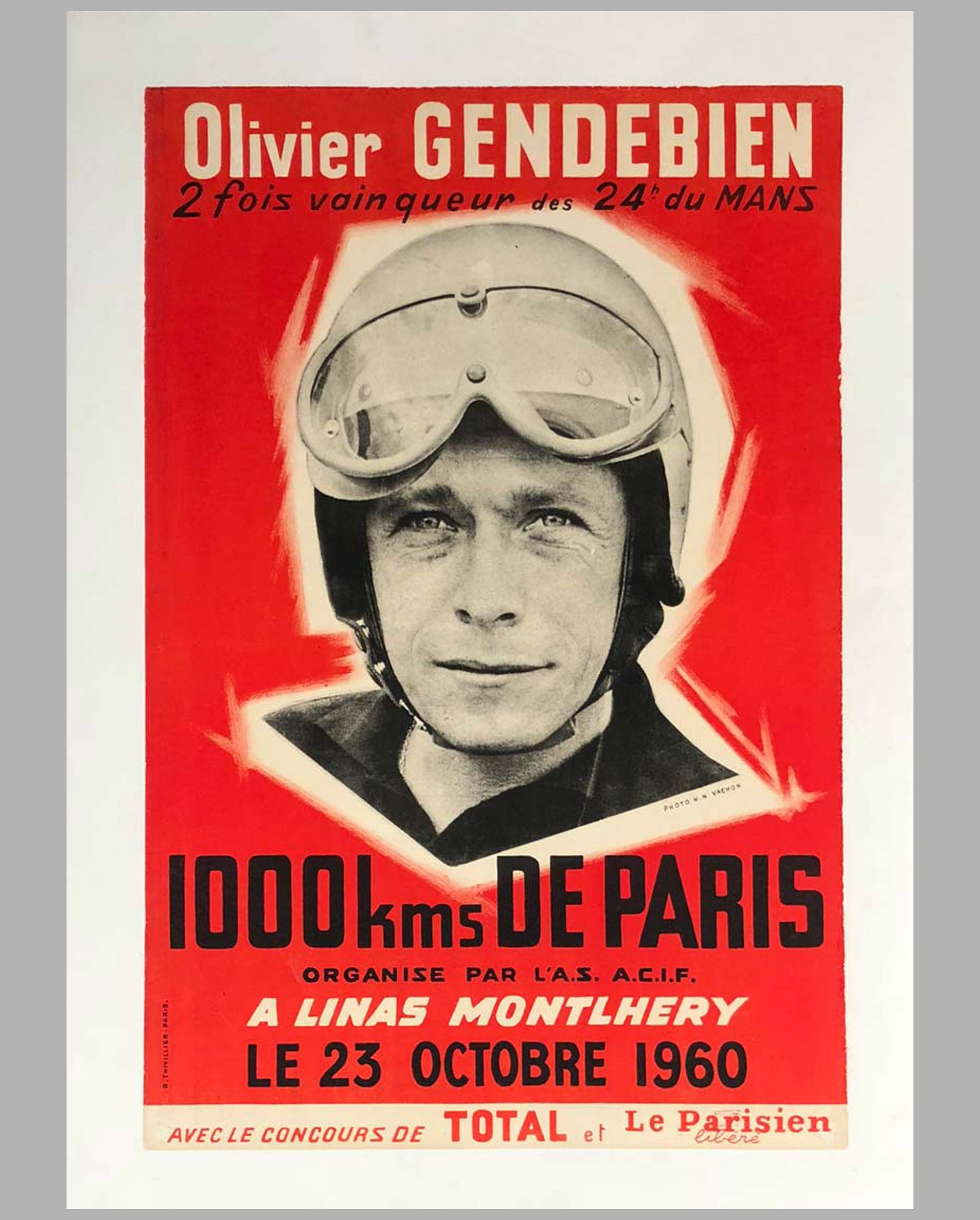 1960 - 1000 Km de Paris original advertising Poster at Montlhéry