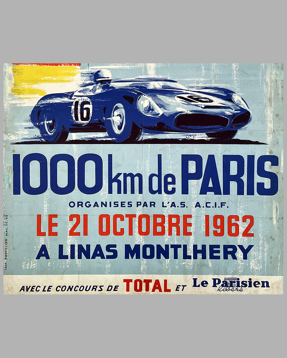 1962 1000 KM de Paris at Montlhery original poster by G. Leygnac 3