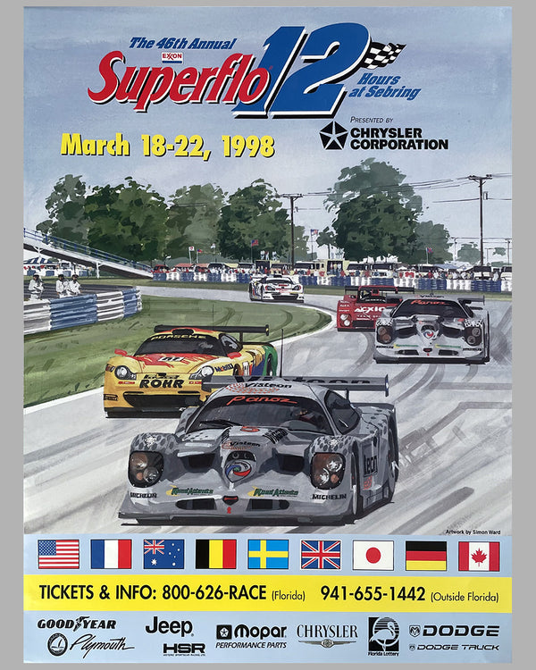 1998 - 12 Hours of Sebring official event poster - l'art et l
