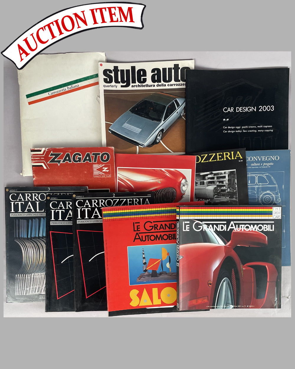 Collection of 12 publications featuring Italian car designs