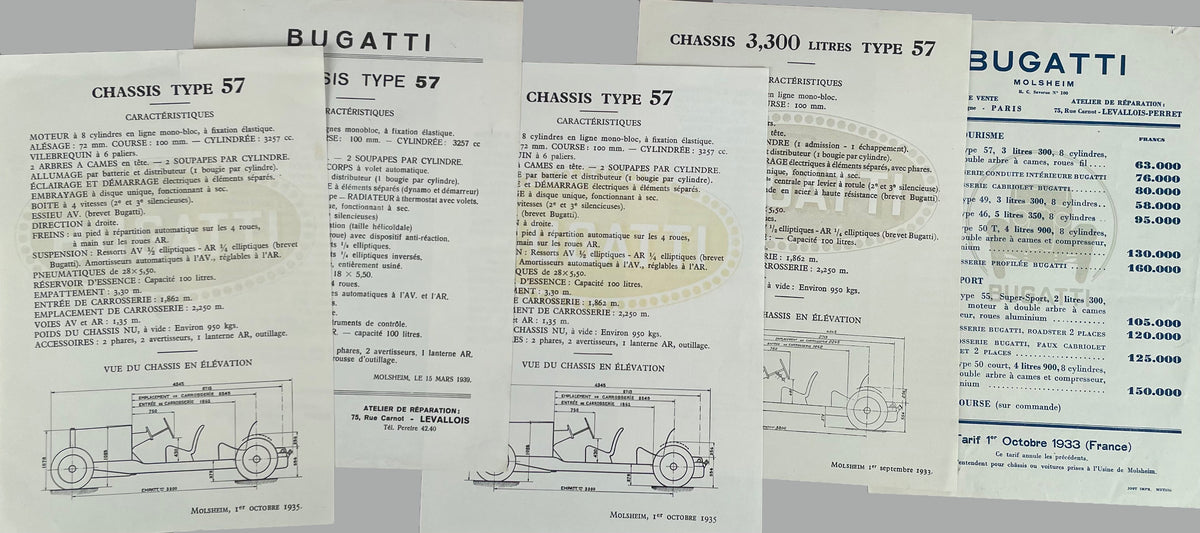 2. 12 Bugatti original factory Type 57 publications, 1933