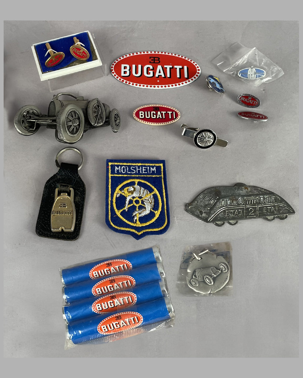 Collection of 14 Bugatti memorabilia items