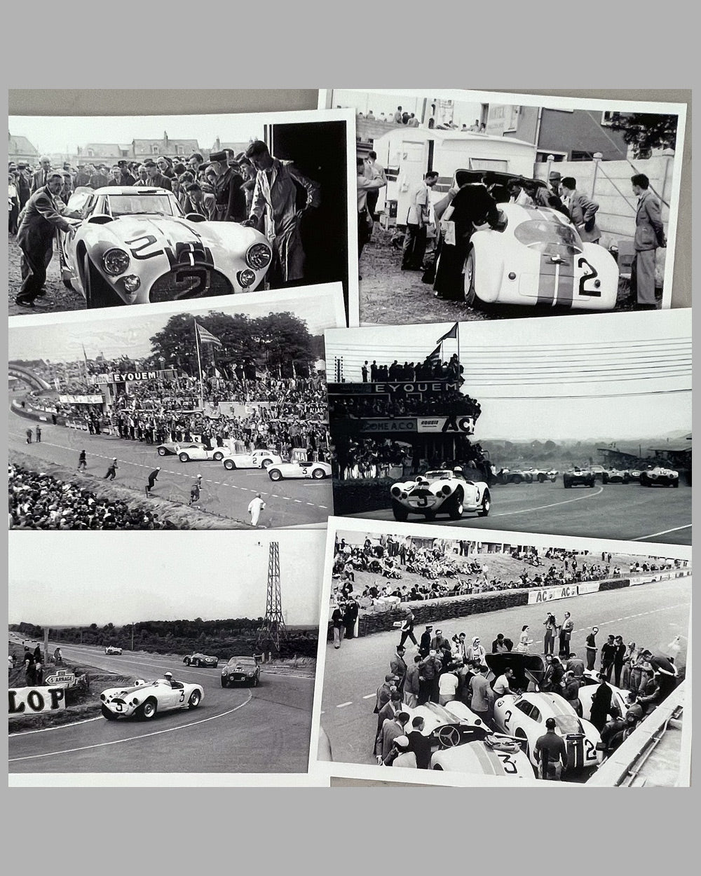 Collection of 14 b&w photographs of Cunningham cars at Le Mans in 1952 3