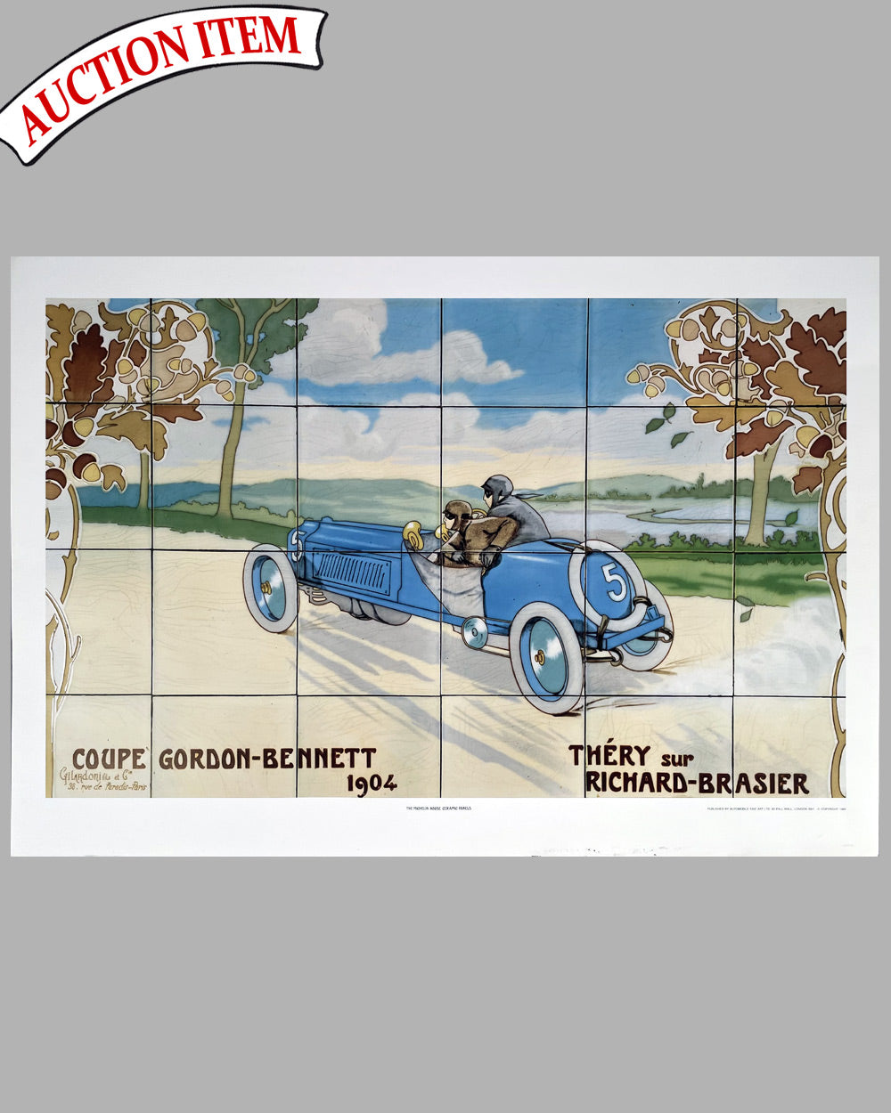 Coupe Gordon-Bennett 1904 print by Ernest Montaut, printed in the U.K. in 1985
