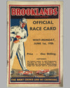 Brooklands Official Race Card for June 1st, 1936