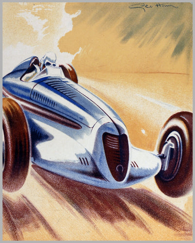 Grand Prix of France at Reims, 1938 multicolor original official event poster by Geo Ham 1
