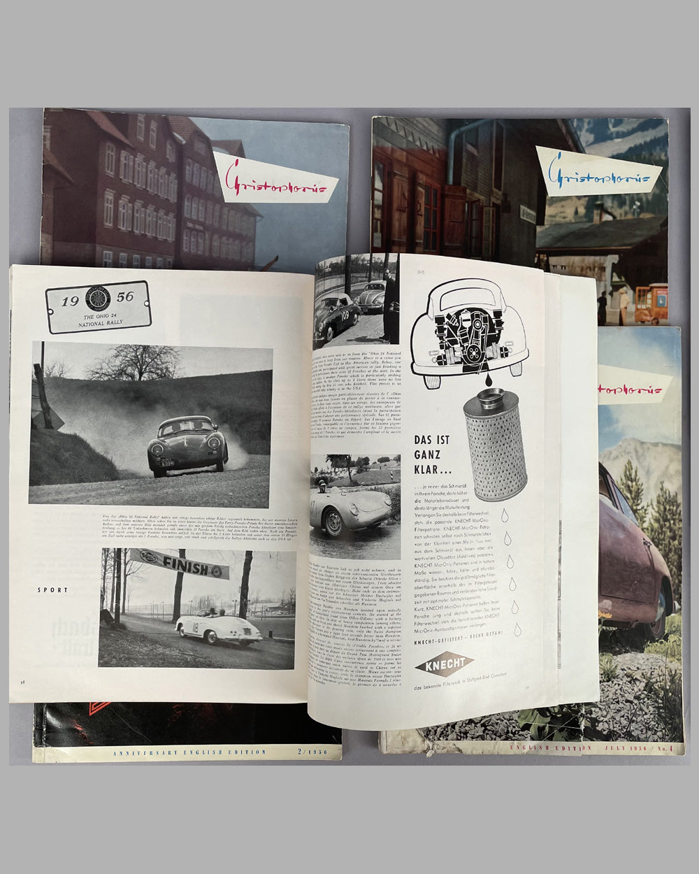 Collection of the first 7 Christophorus magazines, 1956 from the Porsche  factory - l'art et l'automobile