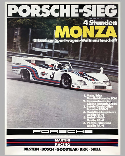 1976 Porsche Factory Victory Poster 4 Hours of Monza