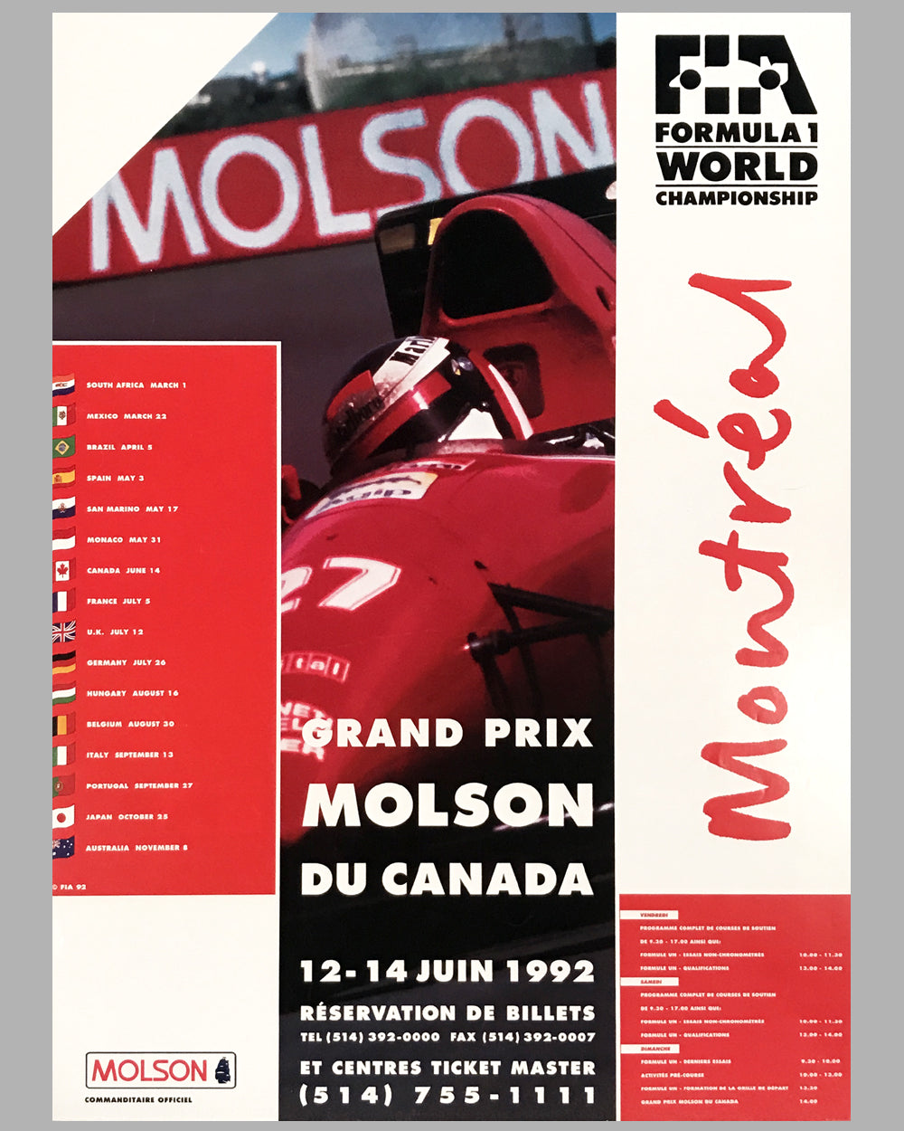 1992 Grand Prix of Canada in Montreal original poster