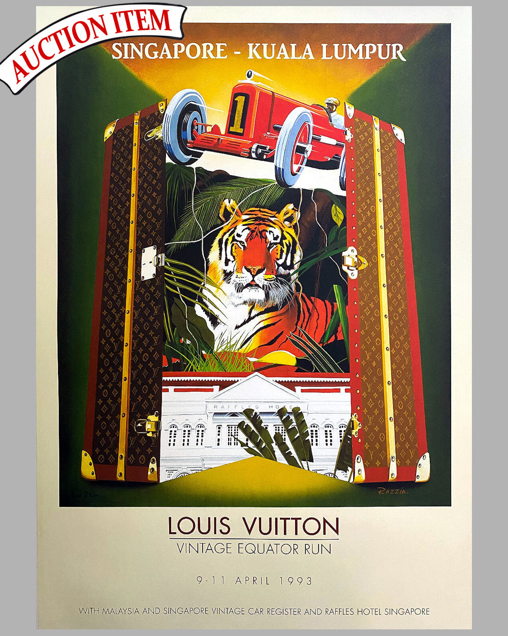 1993 Louis Vuitton Vintage Equator Run rally from Singapore to Kuala Lumpur original poster by Razzia