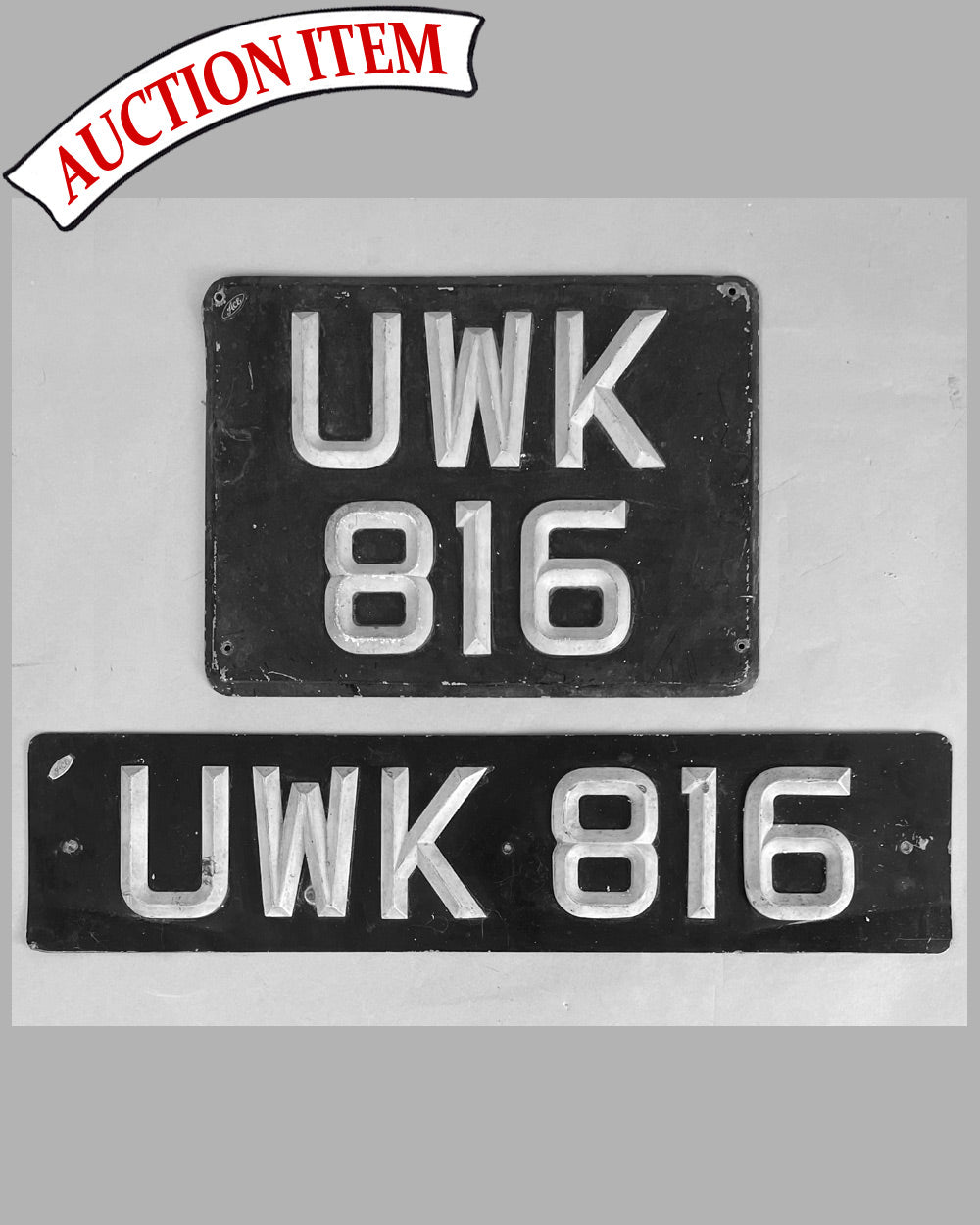 Set of 2 vintage British license plates by ACE