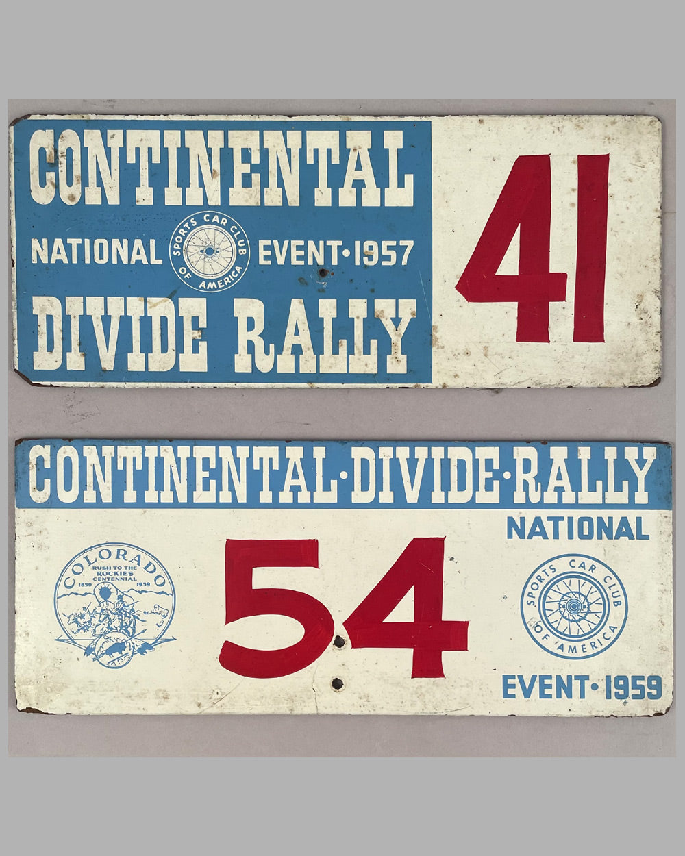 Two Continental Divide Rally 1957 and 1959 Rally plaques